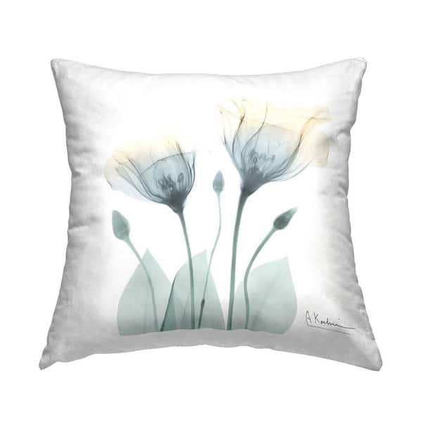 Stupell Industries Minimal Grey Tulips White Floral Polyester 18 in. x 18 in. Throw Pillow