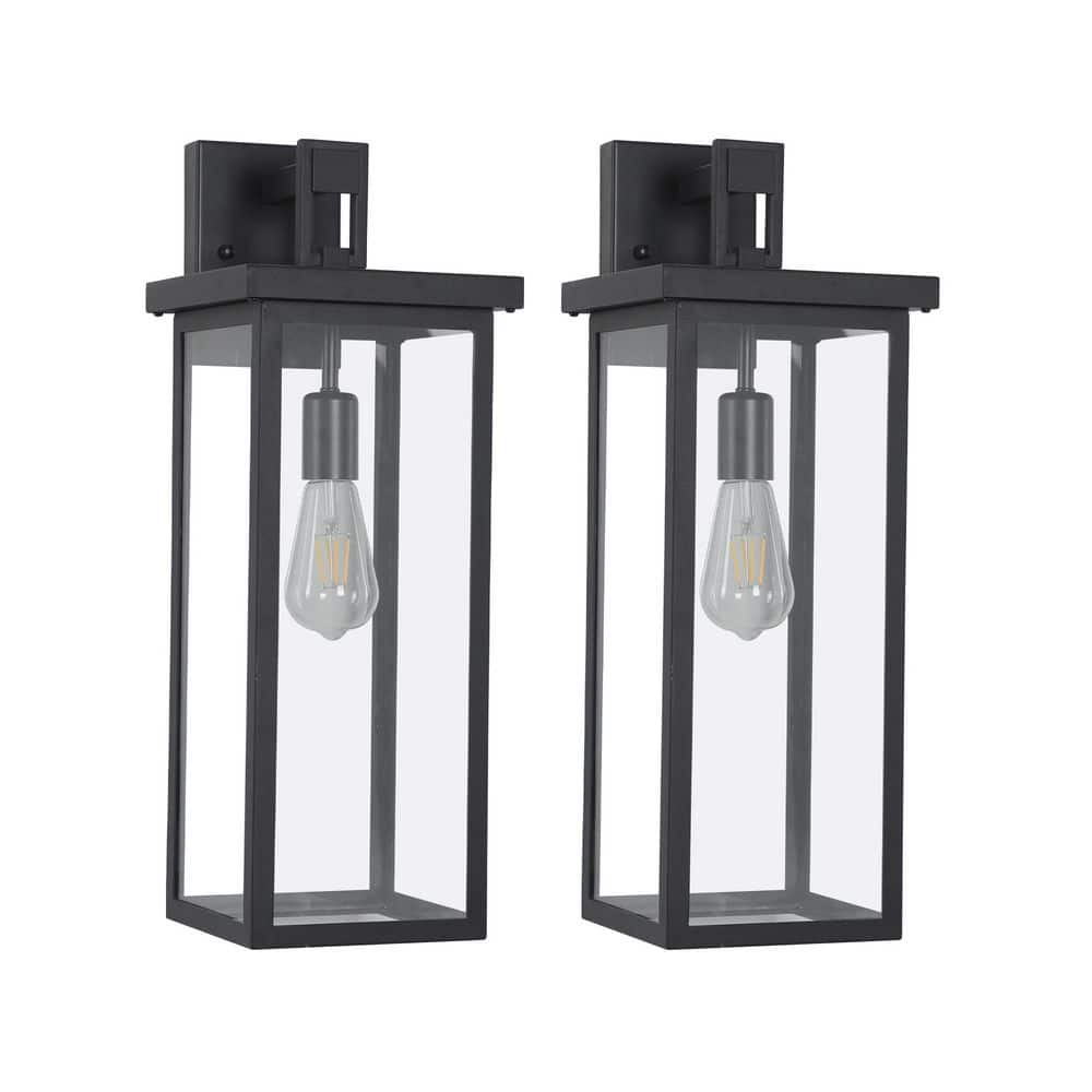 (2-Pack) 20 in. Outdoor Black Metal Frame Wall Lantern Sconce with Clear Glass, Weatherproof Wall Sconces (No Bulbs) price history on PriceWatchPro
