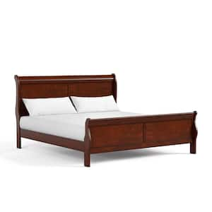 Burkhart Cherry King Wood Frame Sleigh Bed with Slat Kit