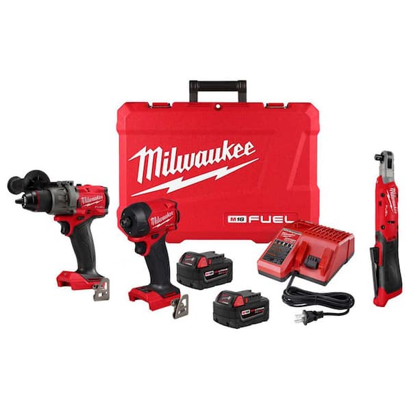 M18 FUEL 18V Lithium-Ion Brushless Cordless Hammer Drill and Impact Driver Combo Kit with M12 3/8 in. Ratchet (3-Tool)