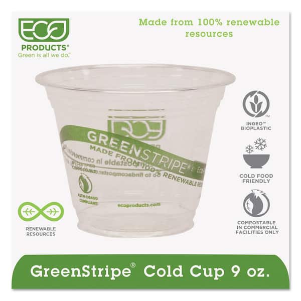 GREENER SETTINGS 12 oz. Clear Compostable Disposable Cups, Cold Drink  [50/Pack, 16/Packs/Carton] 800CPS12 - The Home Depot