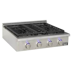 Professional 30 in. Propane Gas Range-Top with 4 Sealed Burners in Stainless Steel with Classic Silver Knobs