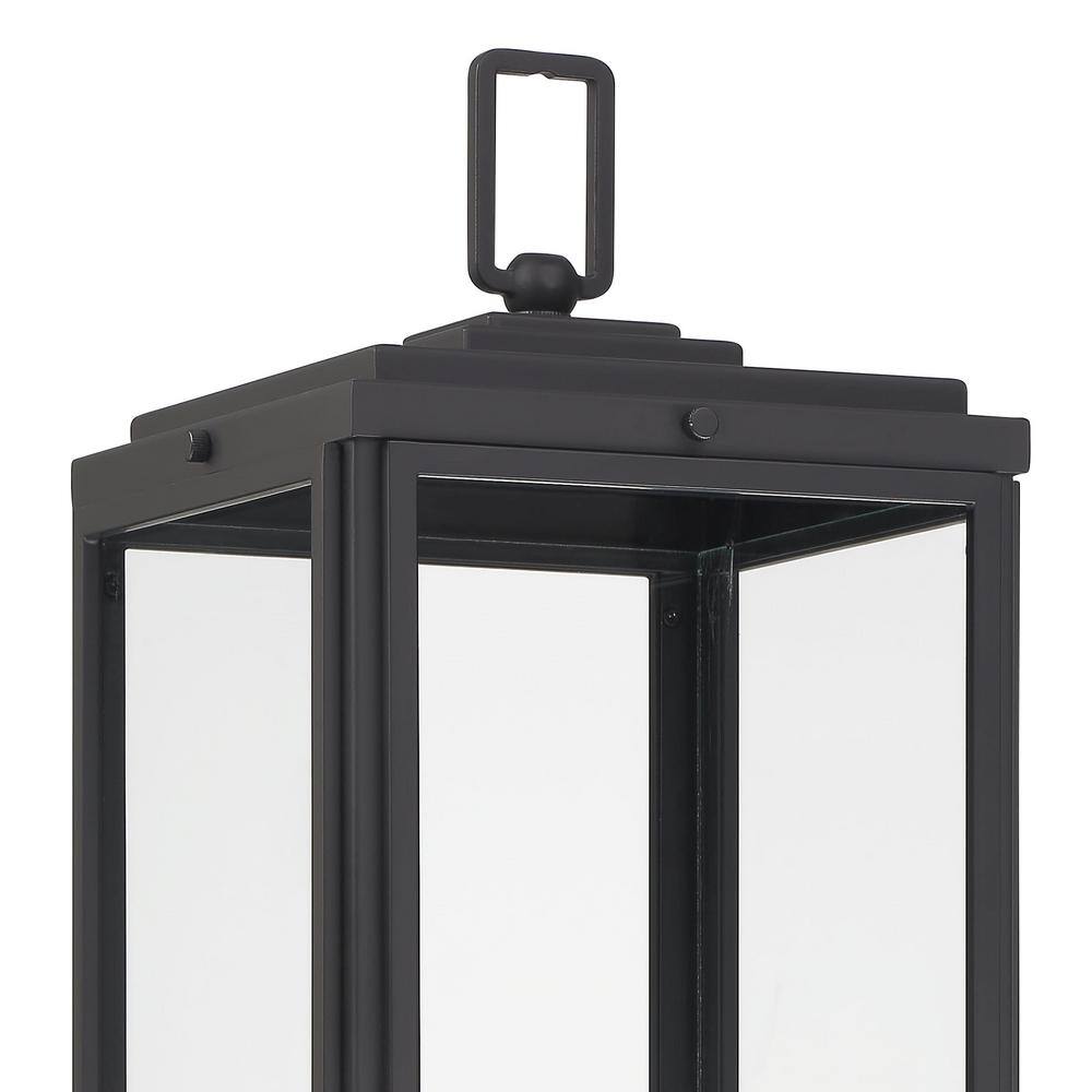 Byron Matte Black Steel Outdoor Post Lantern with Clear Glass
