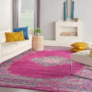 Passion Fuchsia 9 ft. x 12 ft. Bordered Transitional Area Rug