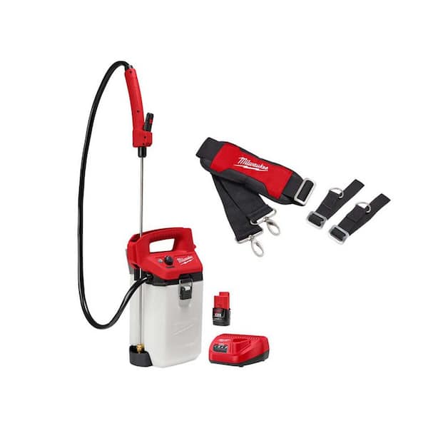 Milwaukee M12 12-Volt 2 Gal. Lithium-Ion Cordless Handheld Sprayer Kit with 2.0 Ah Battery and Charger, Shoulder Strap