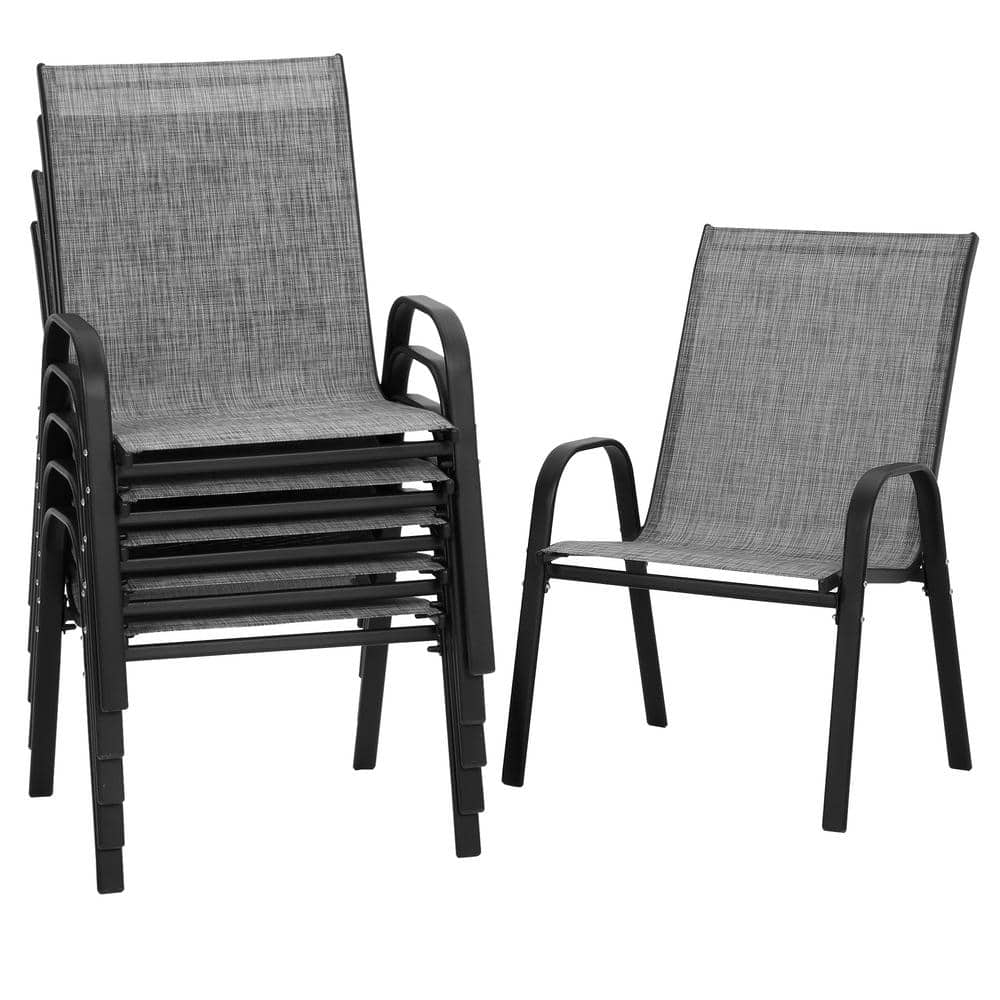 INNUMIA Stackable Gray Outdoor Stackable Dining Chair Set of 6