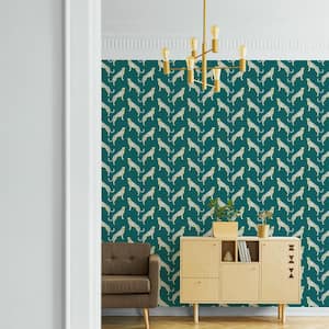 Guepardo Teal Peel and Stick Wallpaper