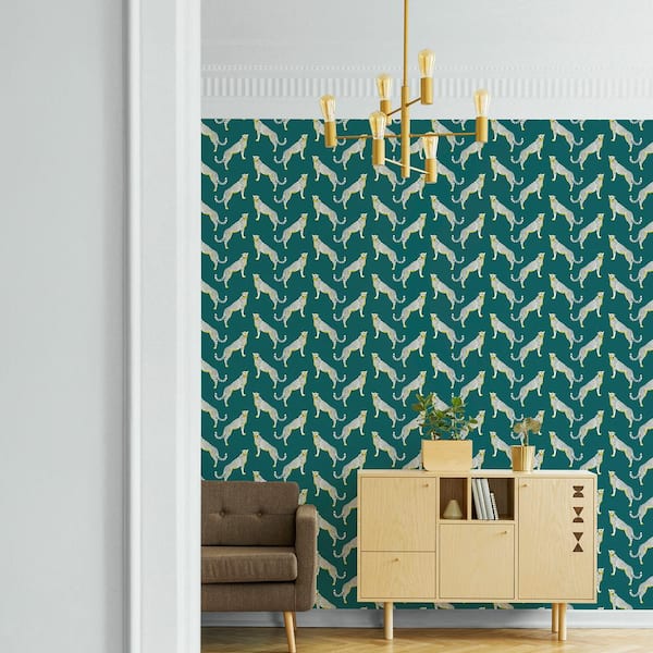 Guepardo Teal Peel and Stick Wallpaper