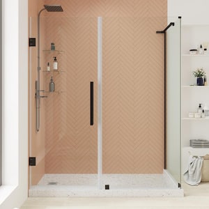 Tampa-Pro 55 1/8 in. W x 72 in. H Rectangular Pivot Frameless Corner Shower Enclosure in Oil Rubbed Bronze with Shelves
