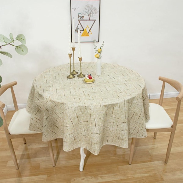 60'' Spring Vinyl with Flannel Backing Oilcloth Tablecloth Waterproof Tablecloth