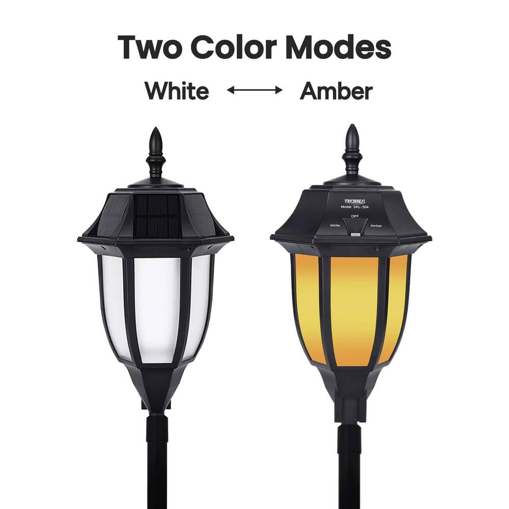 Black Solar LED Pathway Light with Amber and White Modes