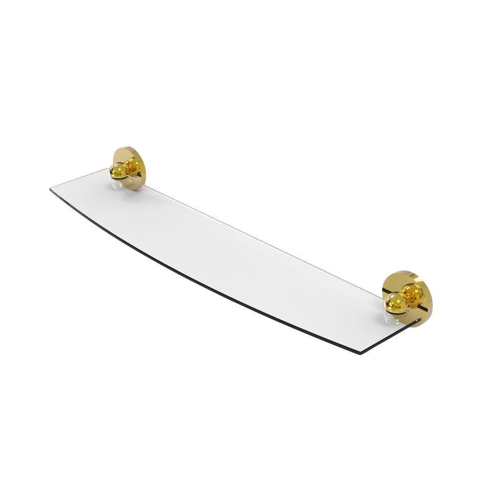 Allied Brass Prestige Skyline 24 in. L x 2-3/4 in. H x 5 in. W Clear Glass Bathroom Shelf in Polished Brass