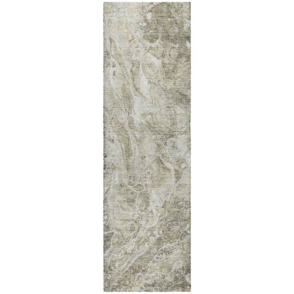 Dream Shag Premium Machine Washable Abstract ADS670 Tan 2 ft. x 7 ft. Runner Rug