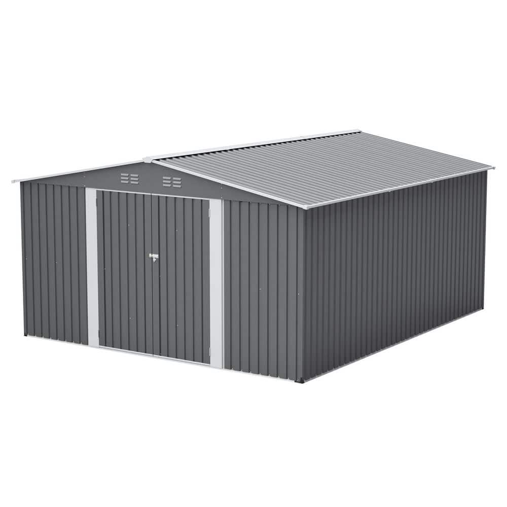 Noeline Outdoor 12 ft. W x 14 ft. D Light Gray Metal Storage Shed with Lockable Doors and Floor Frame (168 sq. ft. ) price history on PriceWatchPro