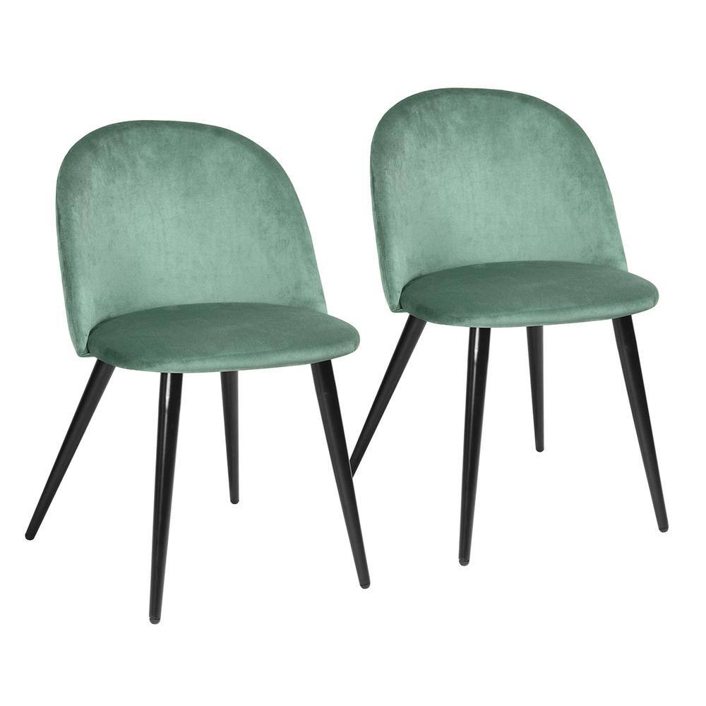 FurnitureR Zomba Green Velvet Dining Chair Black Leg (Set of 2) ZOMBA