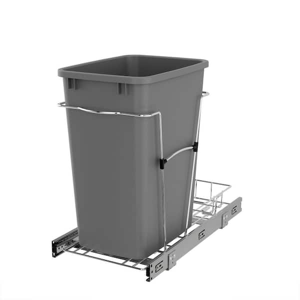 Rev-A-Shelf Silver Pull Out Trash Can 35 qt. for Kitchen Cabinets