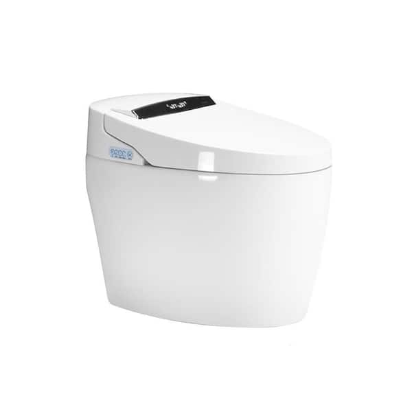 Portable Smart Toilets with Heated Bidet Seat with Bidet Built and Dryer and Warm Water in White