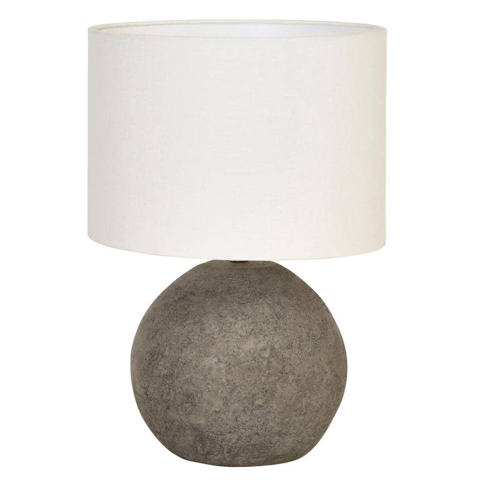 Distressed Grey Terracotta Table Lamp with White Canvas Shade