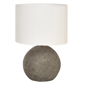 17.72 in. Distressed Iron Finish Chiang- Mai Terra Cotta Table Lamp with Canvas Linen Shade