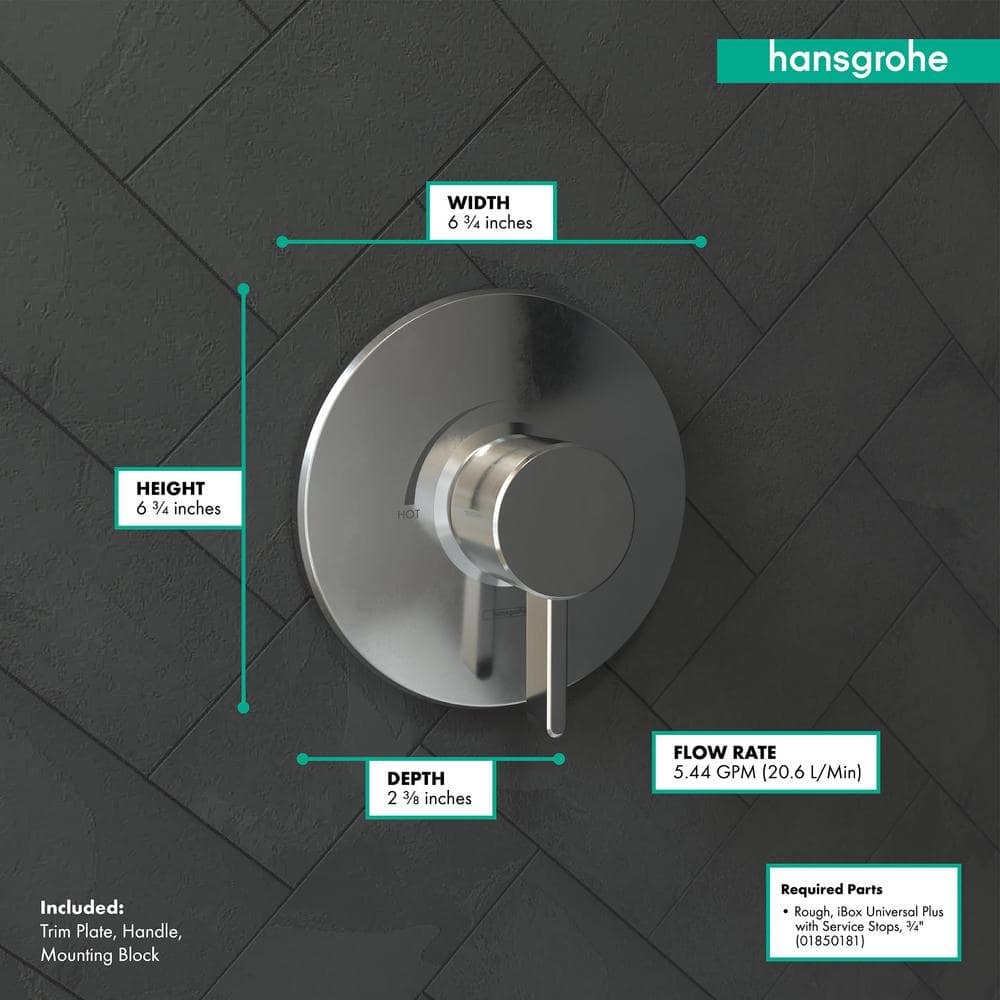 Brushed Nickel Wall-Mounted Lever Shower Trim