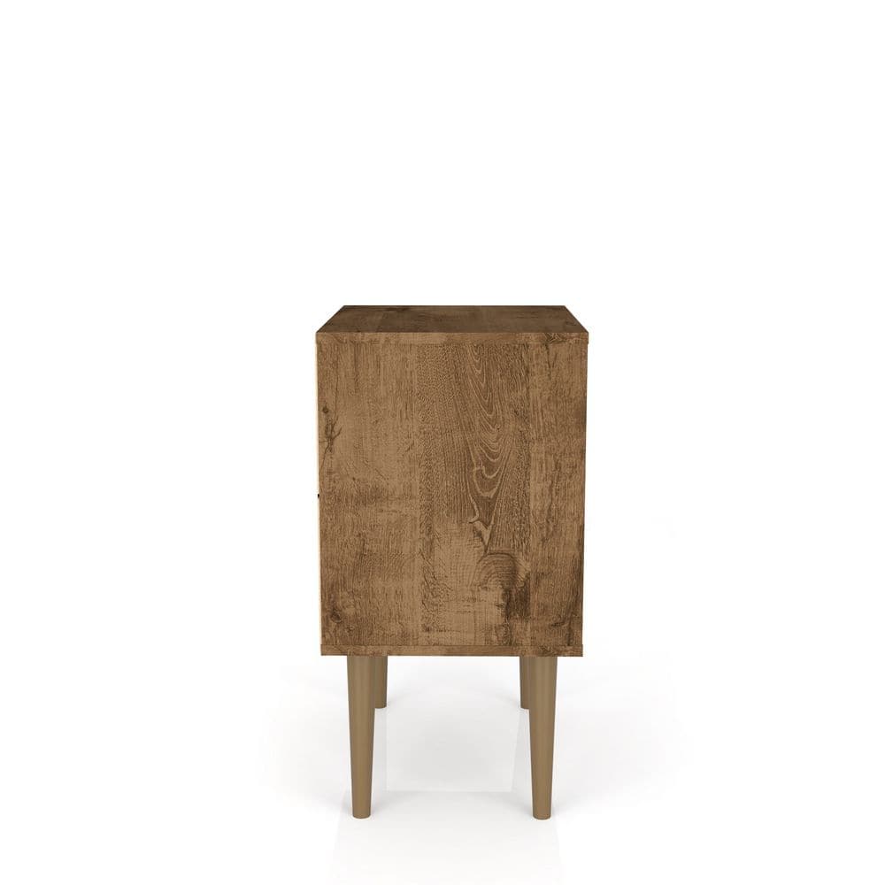 Liberty 1.0 Rustic Brown Mid-Century Modern Nightstand with Metal Handle
