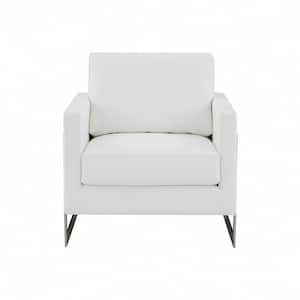 Valerie White Faux Leather Arm Chair