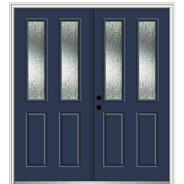 MMI Door 68 in. x 80 in. Right-Hand/Inswing Rain Glass Naval Fiberglass Prehung Front Door on 4-9/16 in. Frame