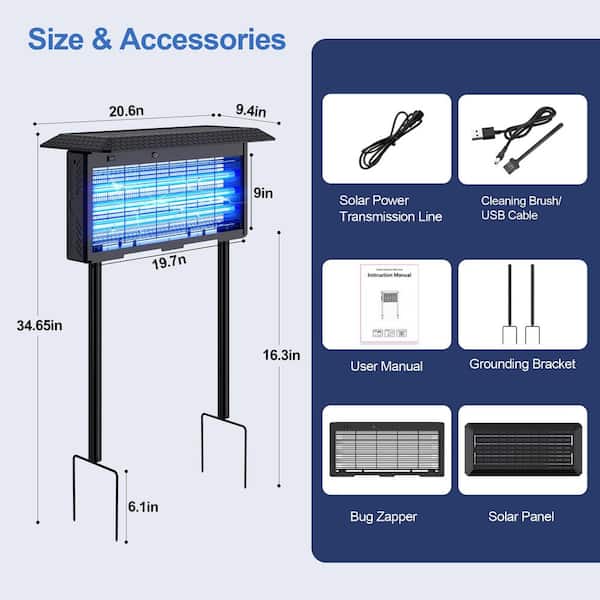 Poloma 20-Watt Electronic Indoor/Outdoor Solar Bug Zapper Insect