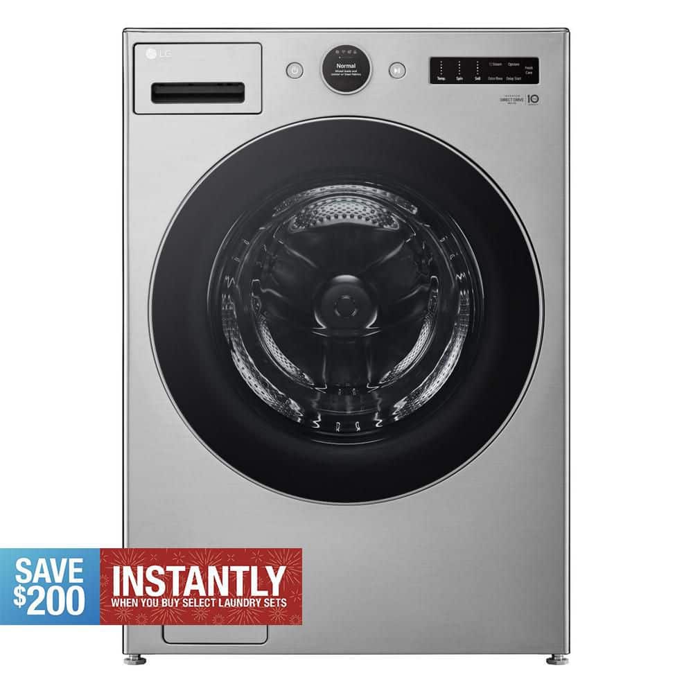 4.5 cu. ft. Stackable Smart Front Load Washer in Graphite Steel with AI Digital Dial, Steam and TurboWash360