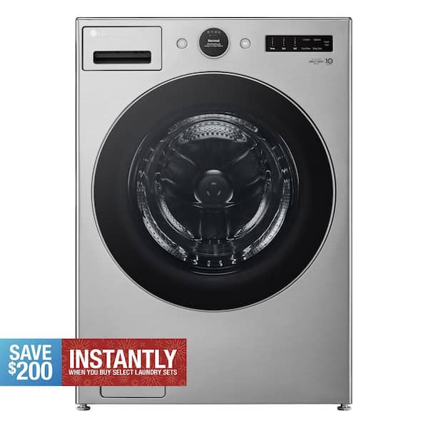 4.5 cu. ft. Stackable Smart Front Load Washer in Graphite Steel with AI Digital Dial, Steam and TurboWash360