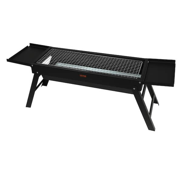 14 in. Iron Porcelain Portable Folding Outdoor Tabletop Charcoal Barbecue  Grill in Black with Compact Design
