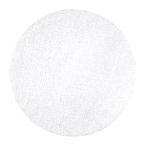 Gynel Solid Shag Snow White 5 ft. Round Rug