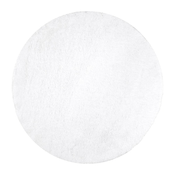 nuLOOM Gynel Solid Shag Snow White 5 ft. Round Rug