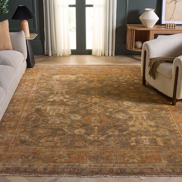 Oushak 10 ft. x 14 ft. Brown/Rust Ornate Area Rug