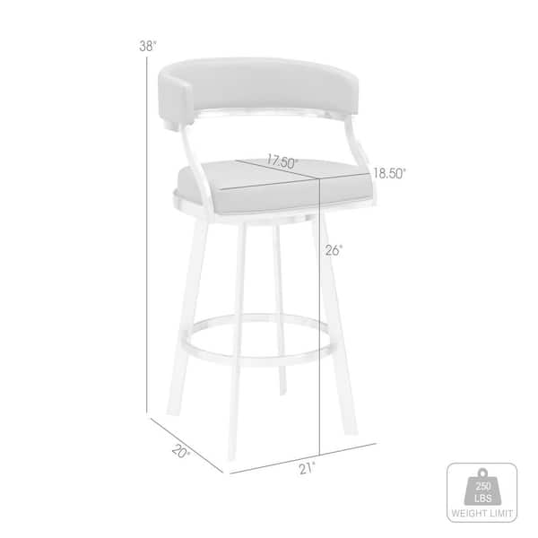 Saturn Contemporary 26 in. Counter Height Bar Stool in Brushed Stainless Steel and Grey Faux Leather