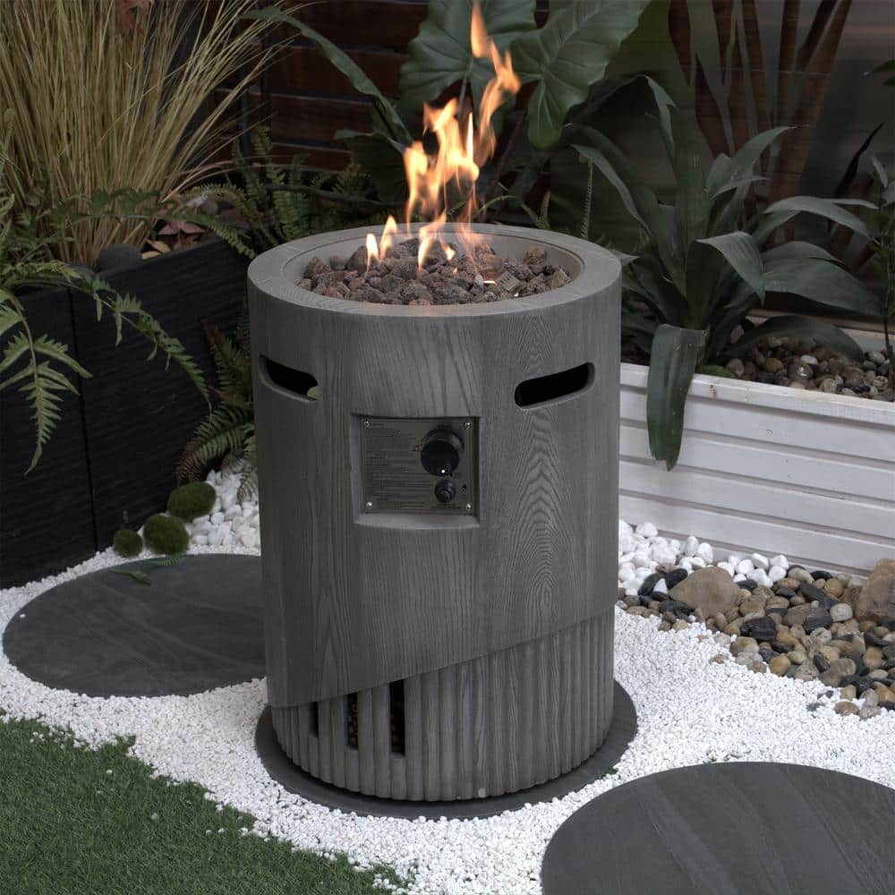 20 in. Round Outdoor Gas Fire Pit, 32000 BTU Magnesium Oxide Cultured Stone