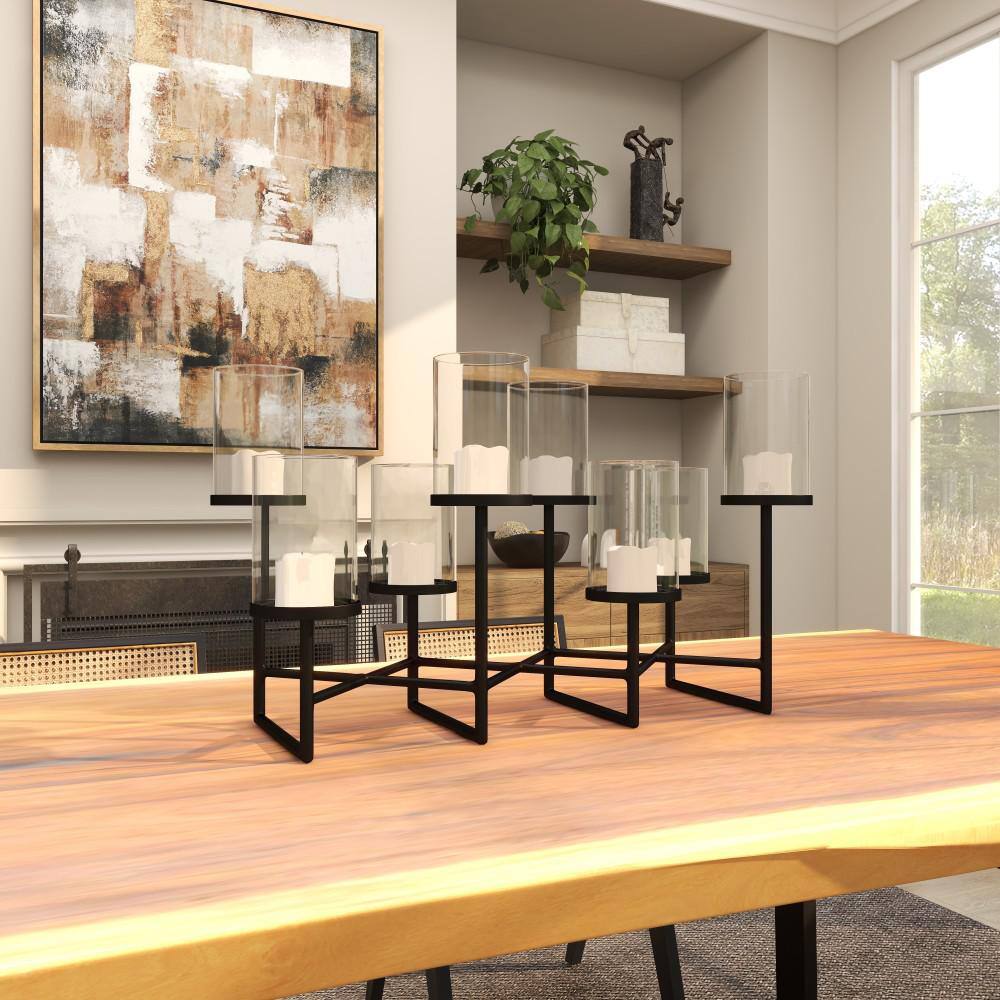 Black Metal 8-Holder Modern Candelabra