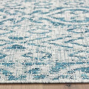 Silveria Sunville Blue/Gray 3 ft. x 5 ft. Entwined Geometric Polypropylene Indoor/Outdoor Area Rug