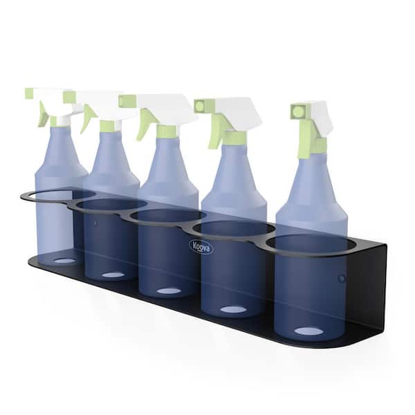 KOOVA 4.1 in. x 21.2 in. x 3.7 in. Black Steel Garage Wall Shelf Five Spray Bottle Holder