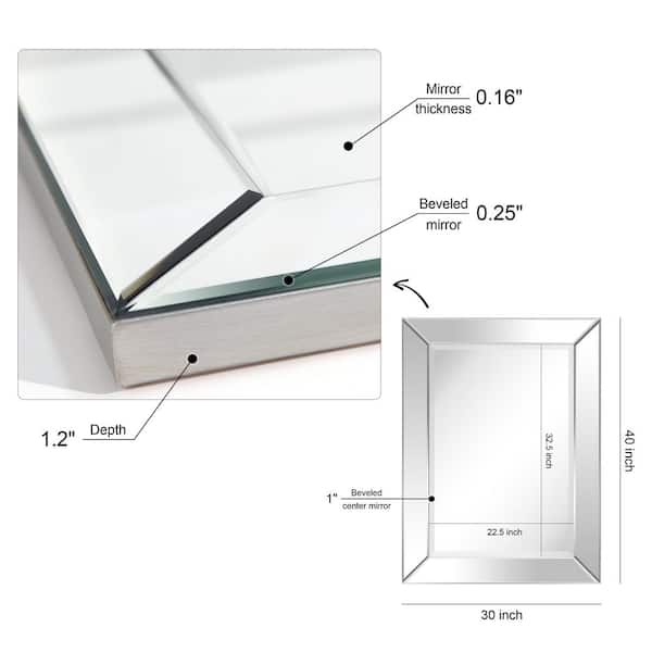 Medium Rectangle Beveled Glass Modern Mirror (40 in. H x 30 in. W)