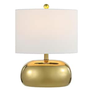 Calix 20 in. Mid-Century Glam Ceramic/Iron LED Table Lamp, Gold