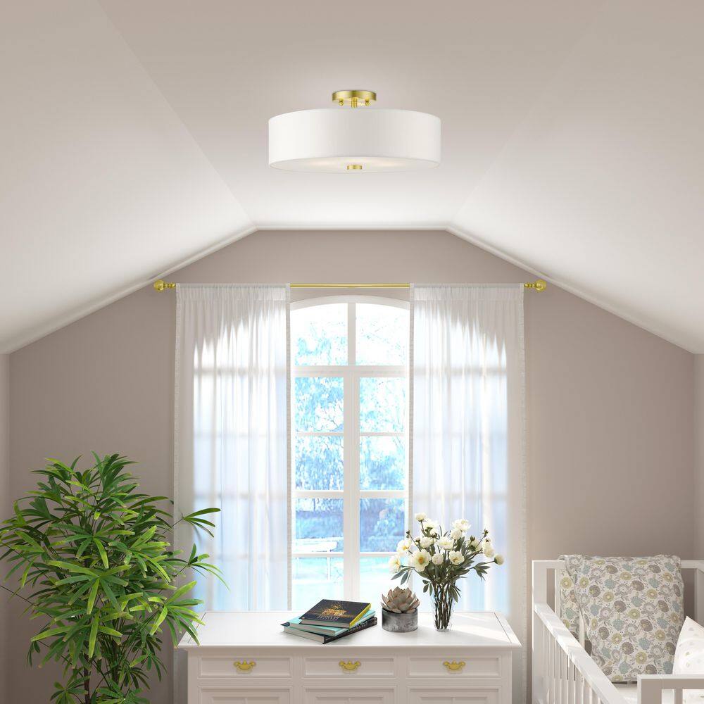 Satin Brass 18'' Drum Semi-Flush Mount Ceiling Light