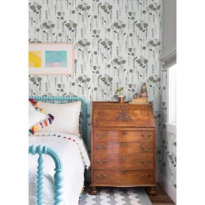 Mabel Grey Floral Field Wallpaper Sample