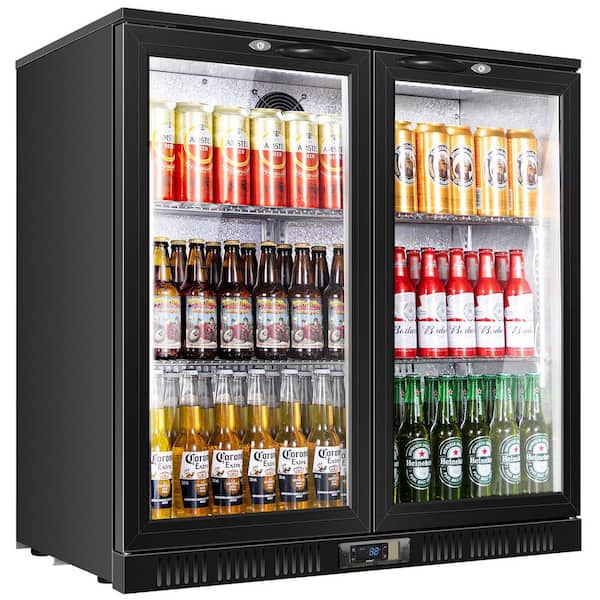 53.15 in. 3-Glass Door Commercial Beverage Cooler 284 Cans Counter Height Back Bar Refrigerator w/ LED Lighting in Black