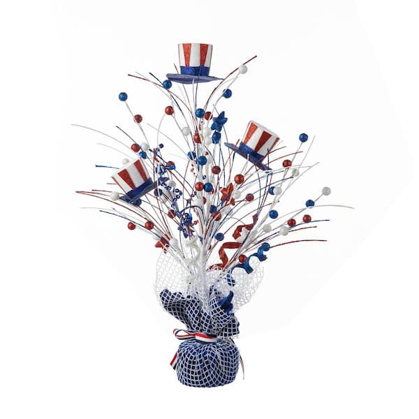 20 in. H Patriotic/Americana Top Hat Table Tree