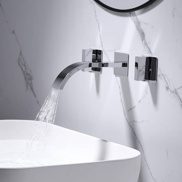 Unbranded Double Handle Wall Mounted Bathroom Faucet in Chrome