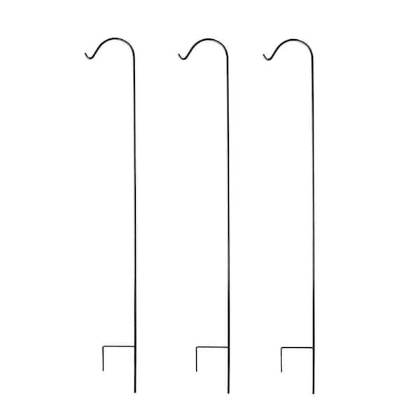 Ashman Online 92 in. Black Shepherd's Hook Premium Metal Garden Plant Hanger (3-Pack)