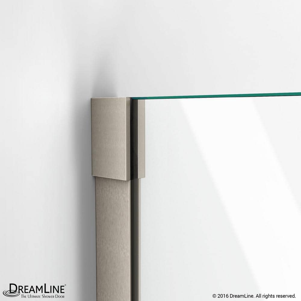 72-Inch Frameless Clear Glass Hinged Shower Door with Distressed Bronze Hardware