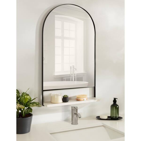 Kate and Laurel Chadwin Modern Arched Mirror with Marble Shelf, 20