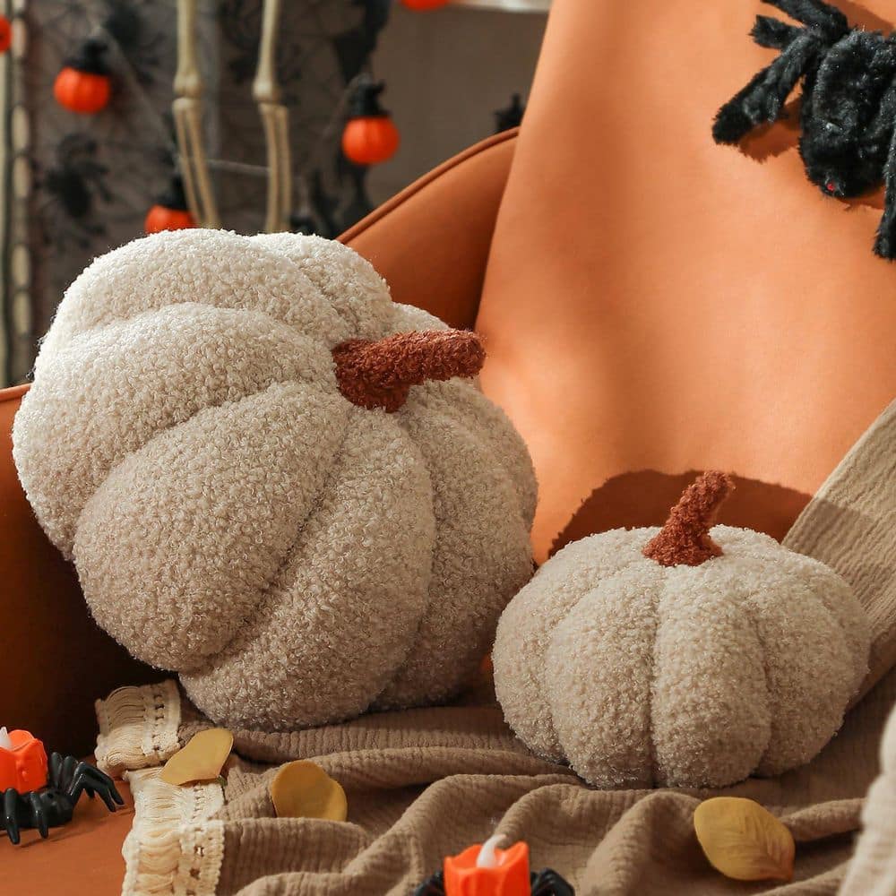 6 in. x 12 in. and 4 in. x 7 in. Pumpkin Pillows, Accent Cushion for Holiday and Friends Gift, Grey price history on PriceWatchPro